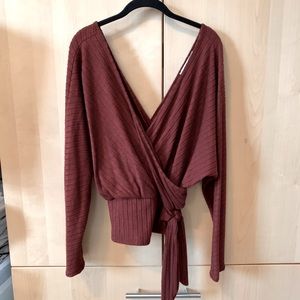 Lush Wrap dolman sleeve brushed rib top